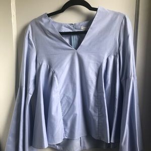 Powder blue bell sleeve top